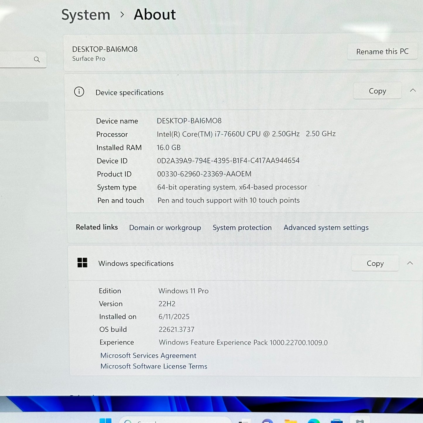 Microsoft Surface Pro 5 1796 12.3" i7-6600U 2.5GHz 16GB RAM 512GB SSD READ