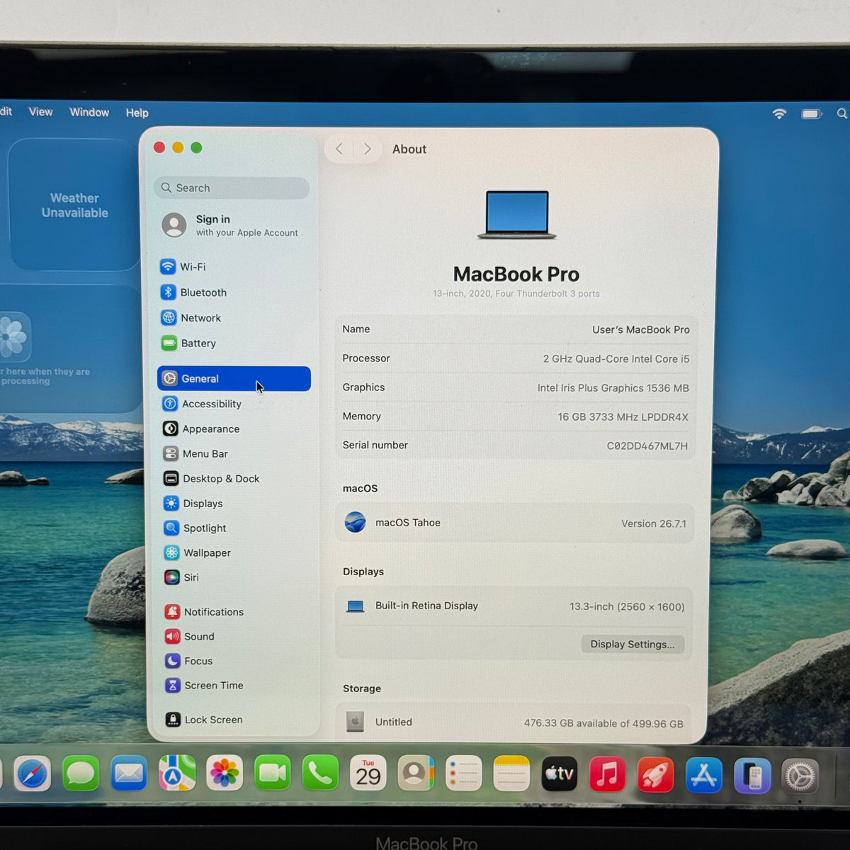 2020 Apple MacBook Pro 13.3" i5 2.0GHz 16GB RAM 512GB SSD A2251