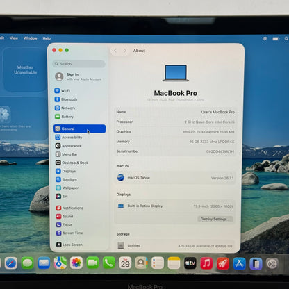 2020 Apple MacBook Pro 13.3" i5 2.0GHz 16GB RAM 512GB SSD A2251