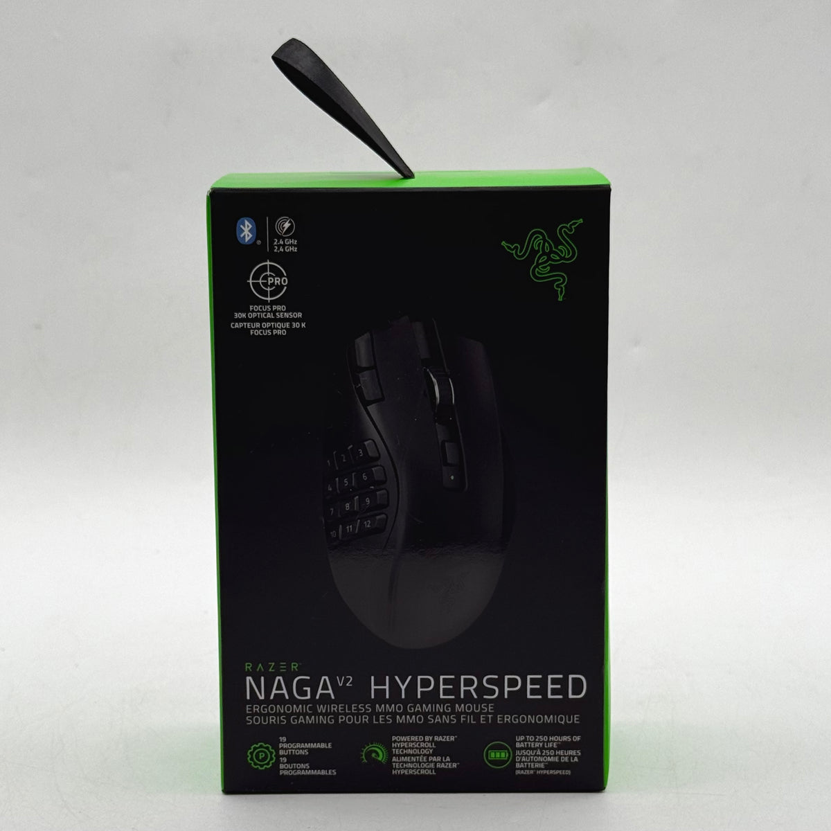 New Razer Naga V2 Hyperspeed RZ01-0360 Wireless Gaming Mouse Black