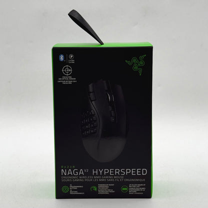 New Razer Naga V2 Hyperspeed RZ01-0360 Wireless Gaming Mouse Black