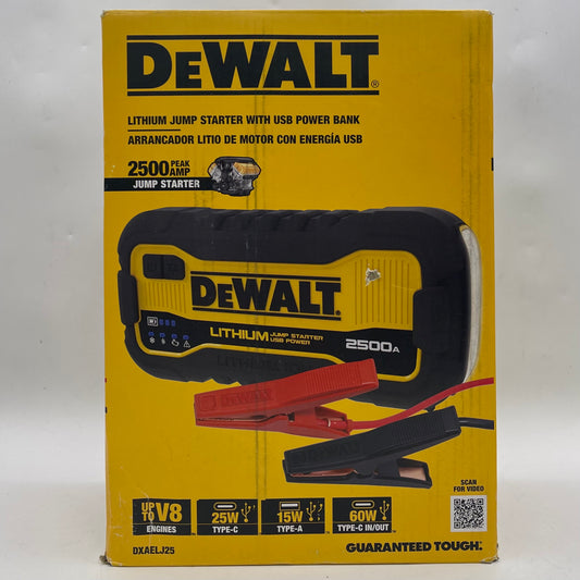 New DeWalt DXAEL25 Lithium Jump Starter With USB Power Bank