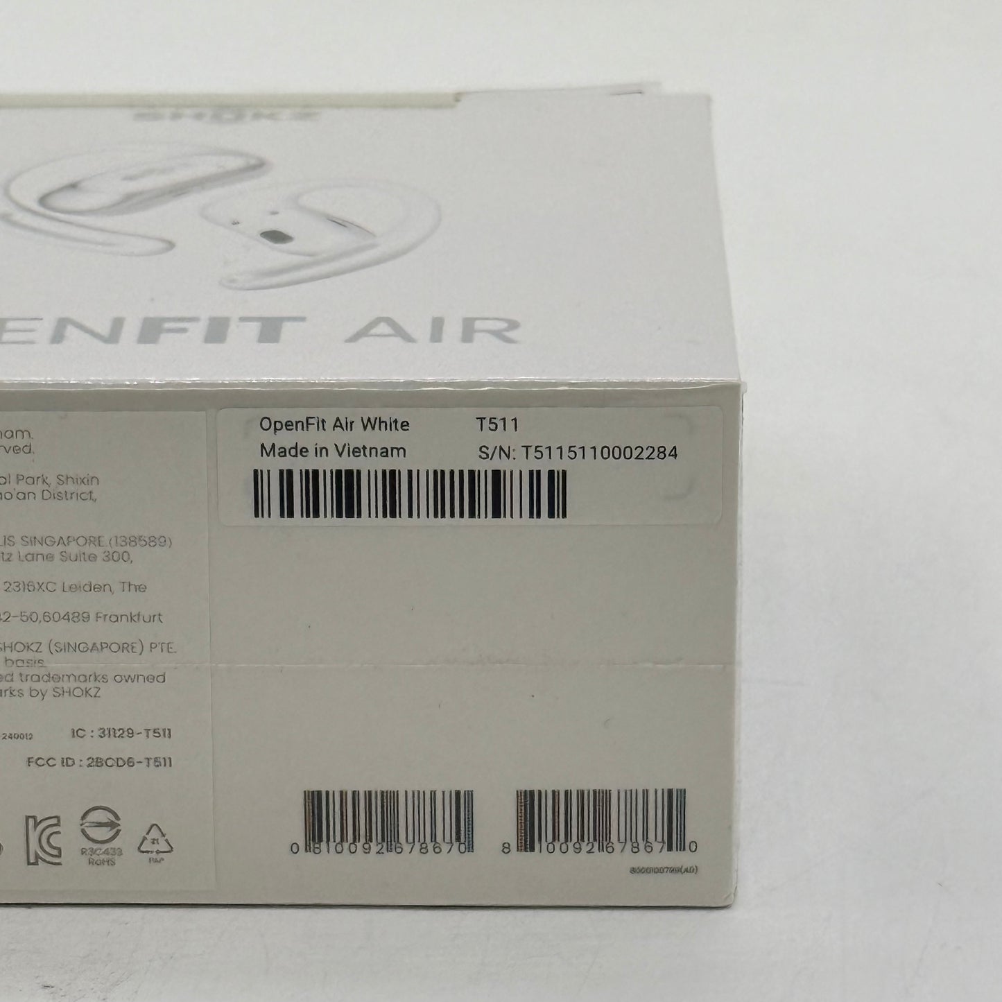 New Shokz OpenFit Air Open Ear True Wireless Earbuds White T511