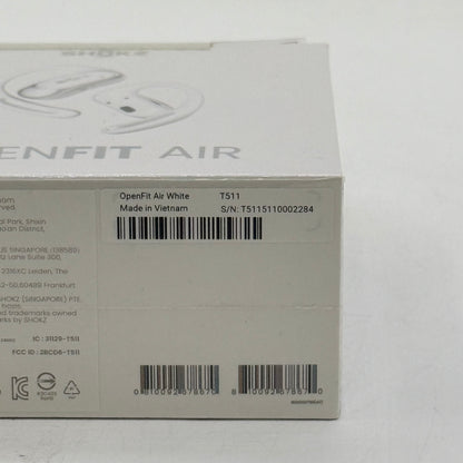 New Shokz OpenFit Air Open Ear True Wireless Earbuds White T511