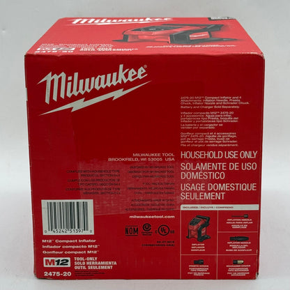New Milwaukee 2475-20 M12 12V Compact Inflator