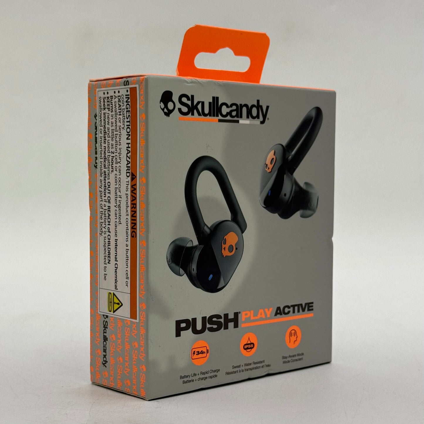 New Skullcandy Push Play Active Wireless In-Ear Bluetooth Headphones Black S2PPW