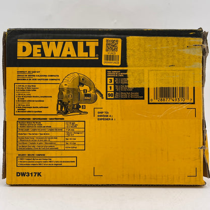 New DeWalt DW317K 120V Compact Jig Saw Kit