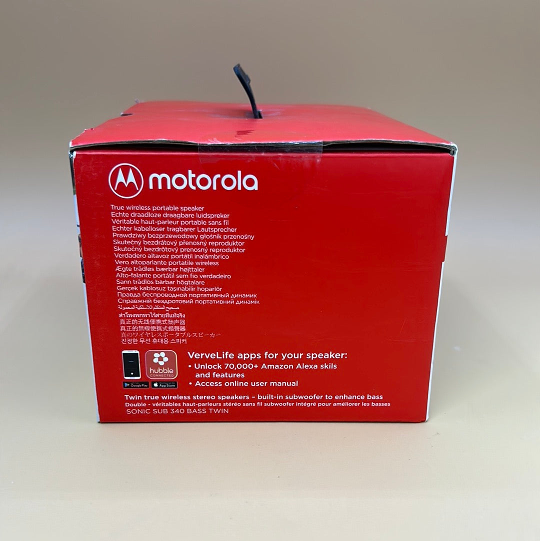 New Motorola Sonic Sub 340 Bass Twin Wireless Portable Bluetooth Speaker Black