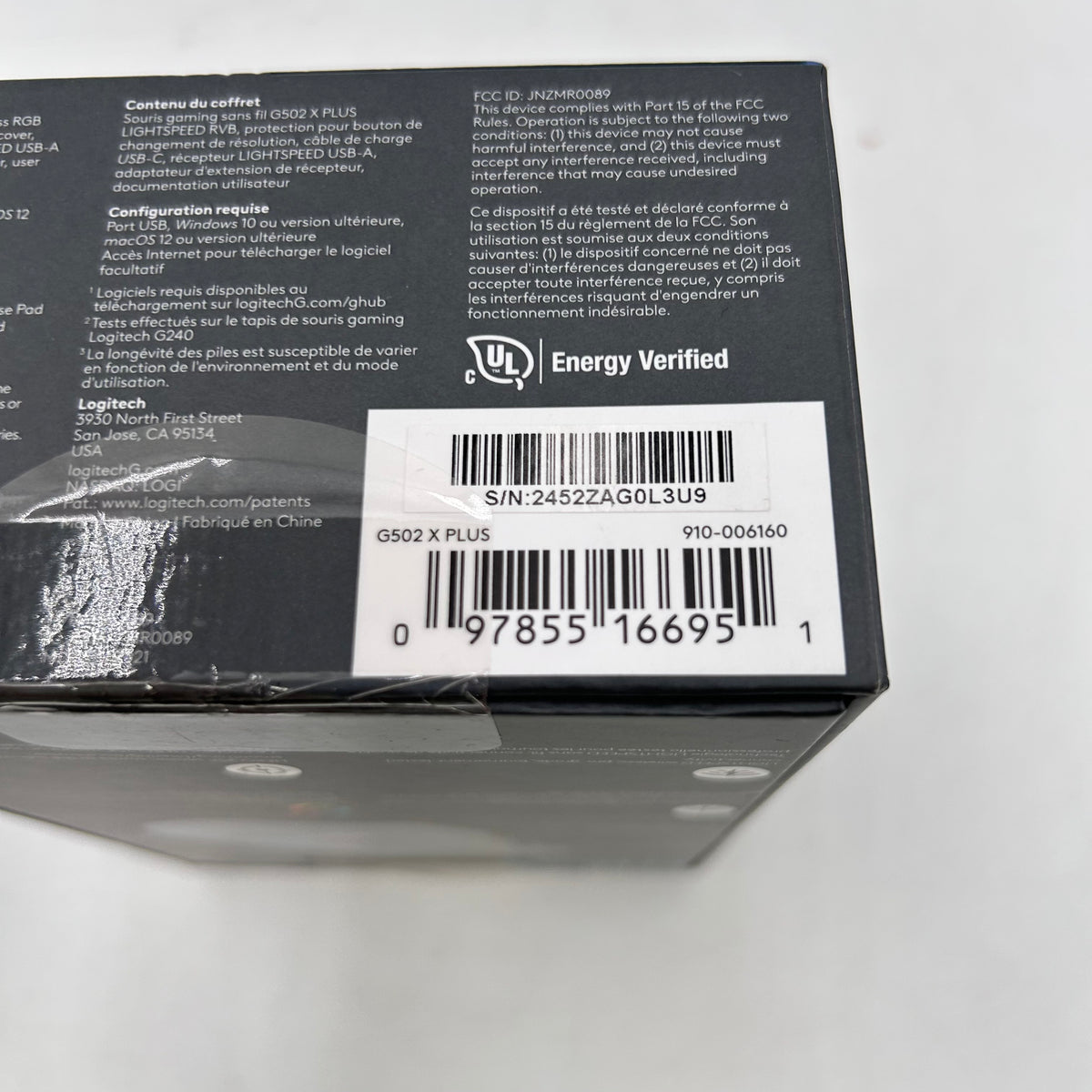 New Logitech G502 X Plus 910-006160 Wireless Gaming Mouse Black