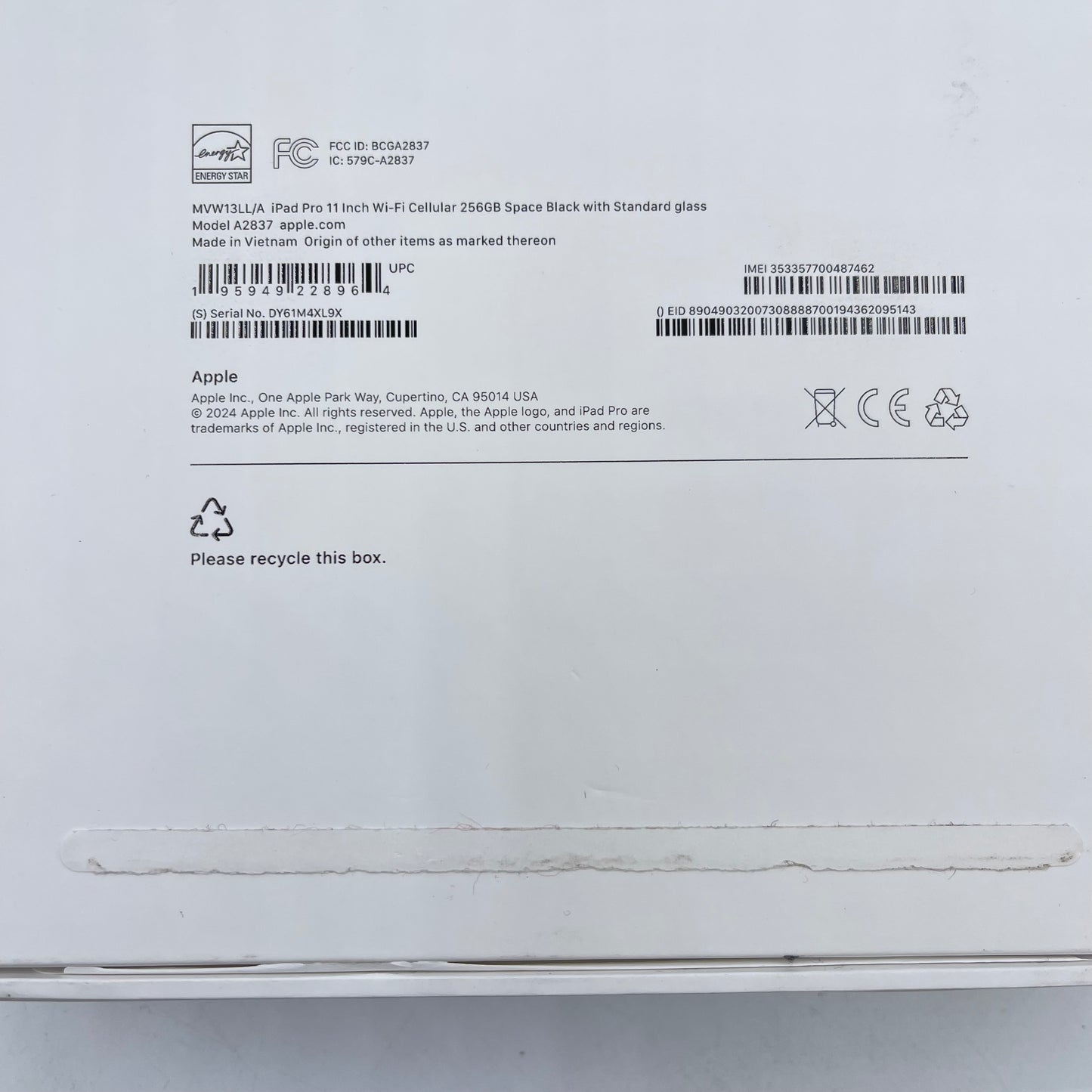 Unlocked Apple iPad Pro 11" M4 256GB Space Black MVW13LL/A