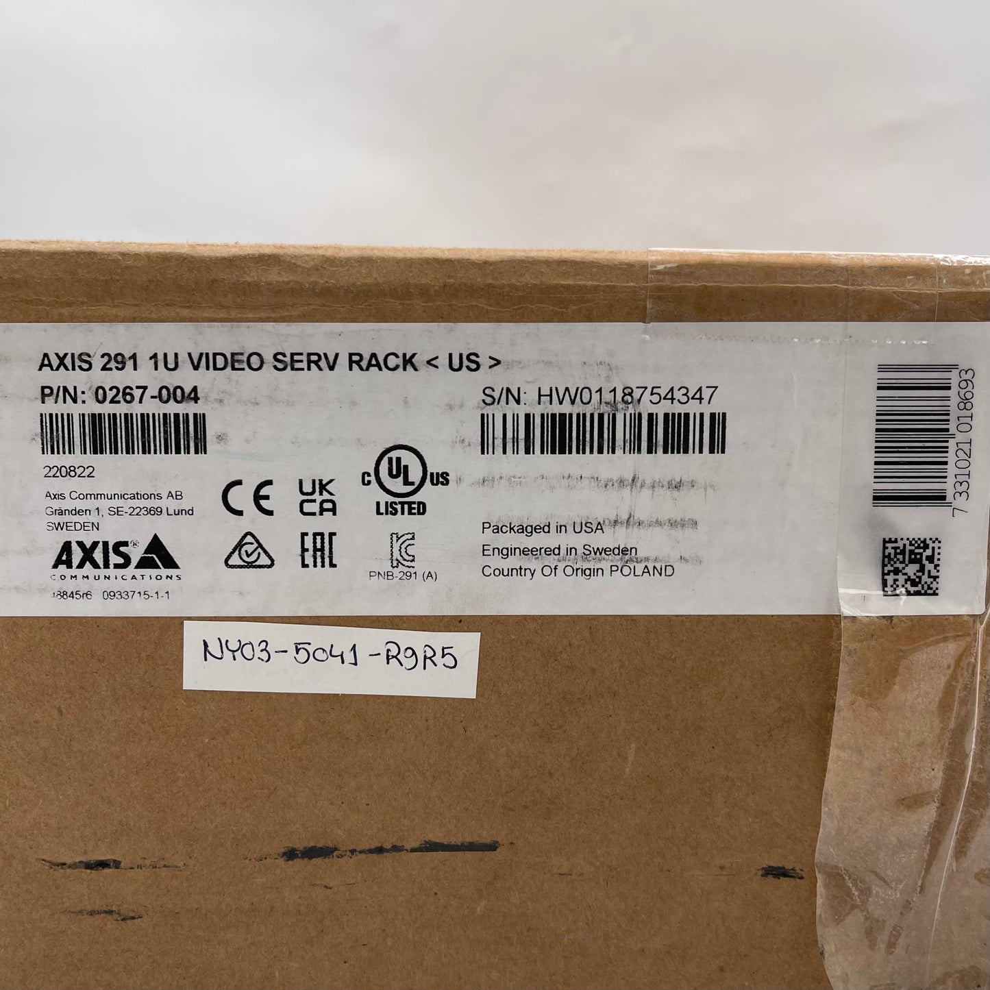 New Axis Communications IX-4712123678054 0267-004 291 1U VIDEO SERV RACK