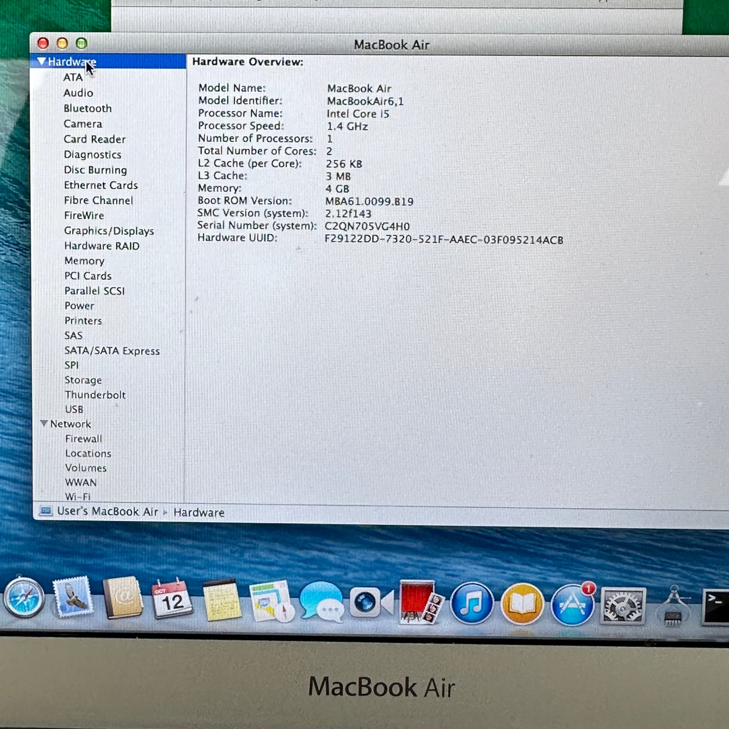 2014 Apple MacBook Air 11.6" i5-4260U 1.4GHz 4GB RAM 256GB SSD Silver A1465