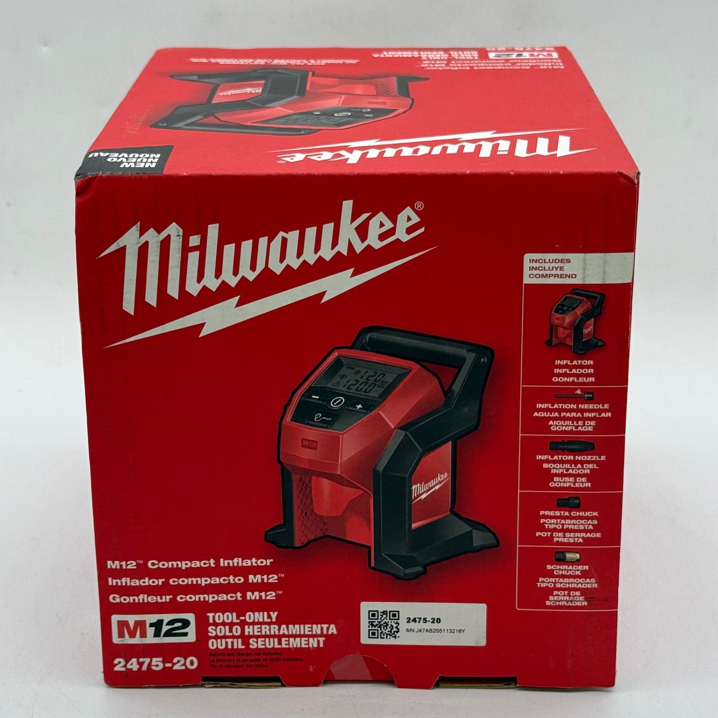 New Milwaukee 2475-20 M12 12V Compact Inflator