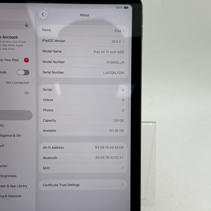 WiFi Only Apple iPad Air 11" M3 128GB Space Gray FC9W4LL/A