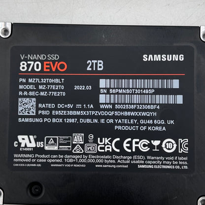Samsung 2.5" 870 EVO 2TB eSATA III 6Gbps SSD MZ-77E2T0