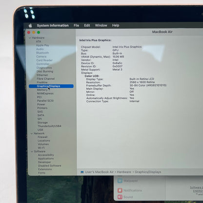 2020 Apple MacBook Air 13.3" i3 1.1GHz 8GB RAM 256GB SSD Gold A2179