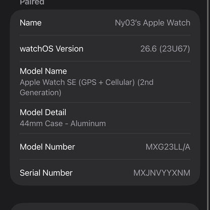 Unlocked Apple Watch SE 2nd Gen 44MM Midnight Aluminum Sport Band MXG23LL/A