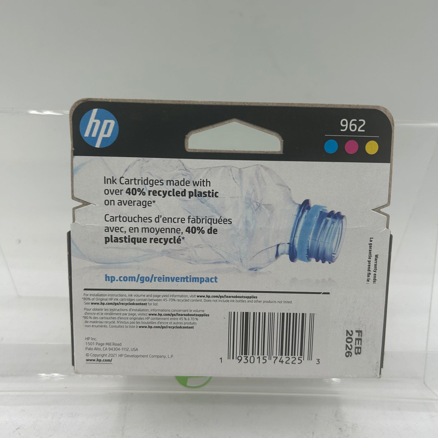 New HP 962 3YP00AN Cyan,Magenta,Yellow Jaune Ink Cartridge