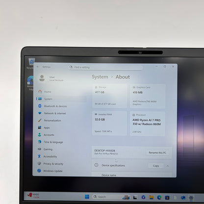 Dell Pro 14 Plus PB14255 14" Ryzen AI 7 Pro 350 2.0GHz 32GB RAM 512GB SSD