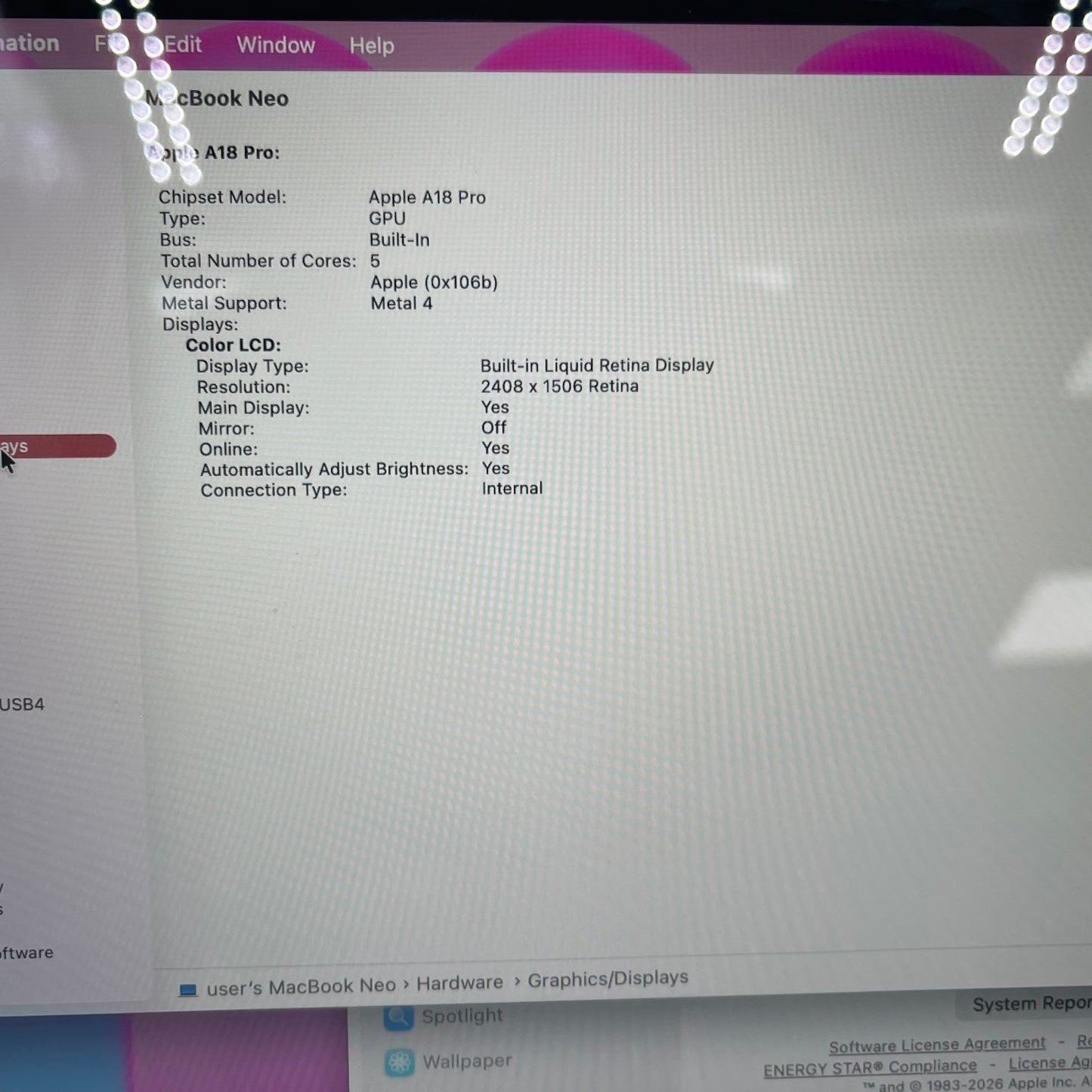 2026 Apple MacBook Neo 13" A18 Pro 5C GPU 4.0GHz 8GB RAM 512GB SSD A3404
