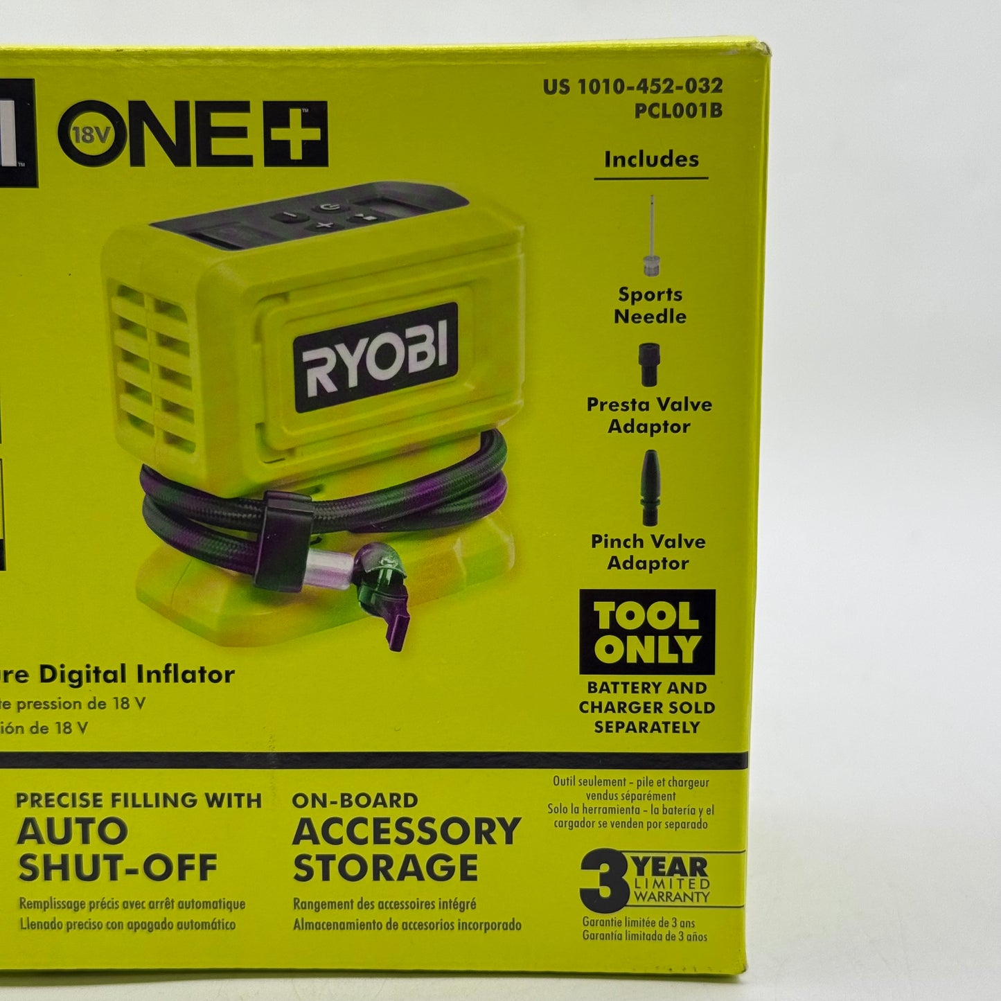 New Ryobi PCL001B 18V High Pressure Digital Inflator