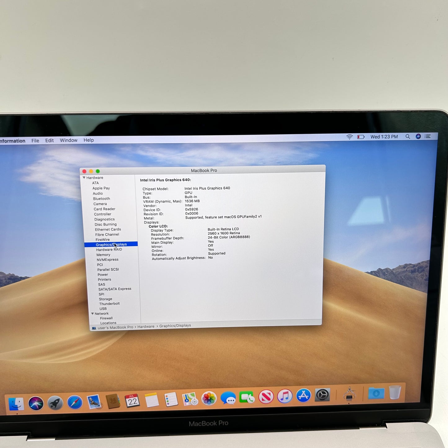 Broken 2017 Apple MacBook Pro 13.3" i5 2.3GHz 8GB RAM 128GB SSD Space Gray A1708 Read