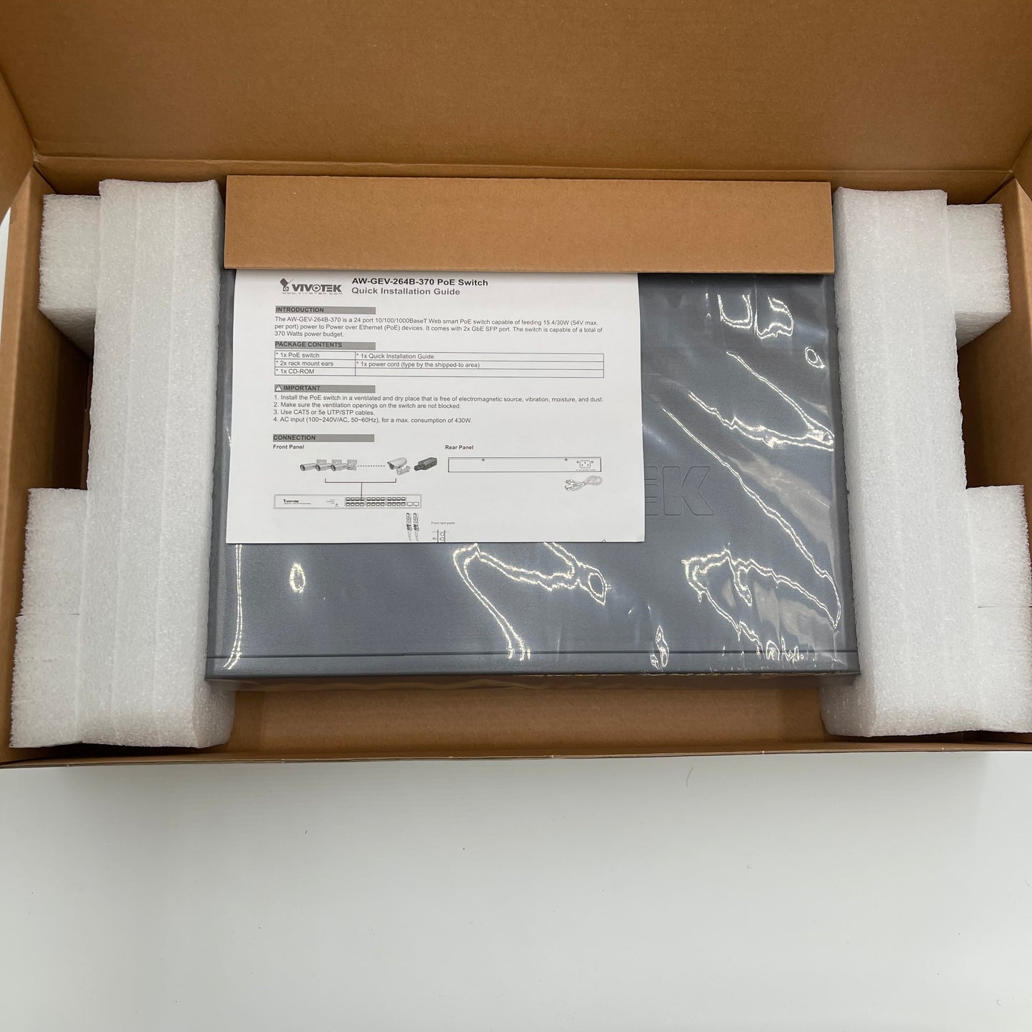New Vivotek AW-GEV-264B-370 Web Smart Managed Switch VIO100152600