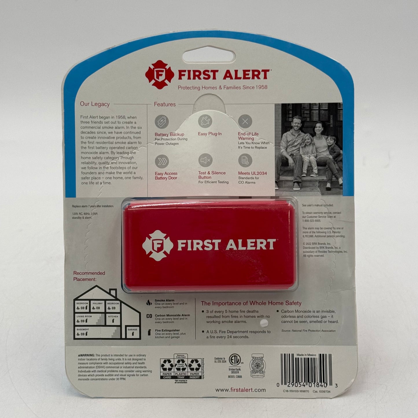 New First Alert Carbon Monoxide Alarm CO Detector White 1039734