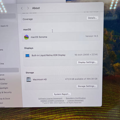 2021 Apple MacBook Pro 16" M1 Pro 16C GPU 3.2GHz 16GB RAM 512GB SSD A2485