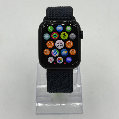 Unlocked Apple Watch SE 2nd Gen 44MM Midnight Aluminum Anchor Blue Sport Loop