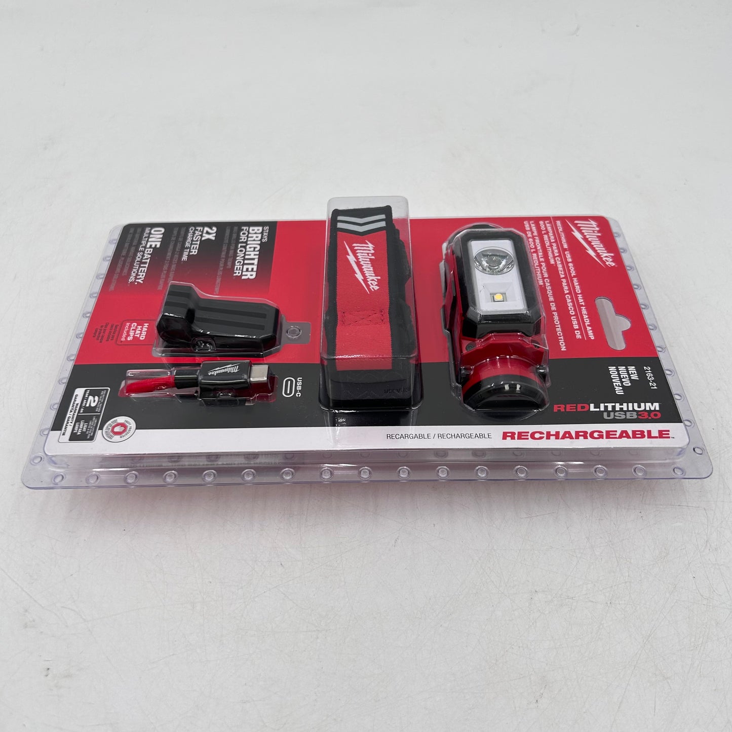 New Milwaukee 2163-21  4V Redlithium USB 600L Hard Hat HeadLamp