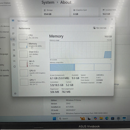 Asus Vivobook 16X OLED K3605V i9-13900H 2.6GHz 16GB RAM 1TB SSD GeForce RTX 4050