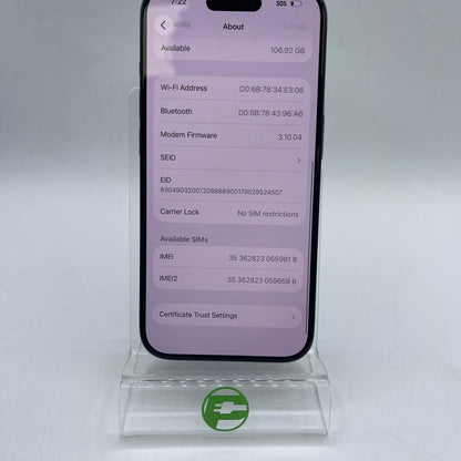 Factory Unlocked Apple iPhone 15 Pro 128GB Blue Titanium MTQQ3LL/A