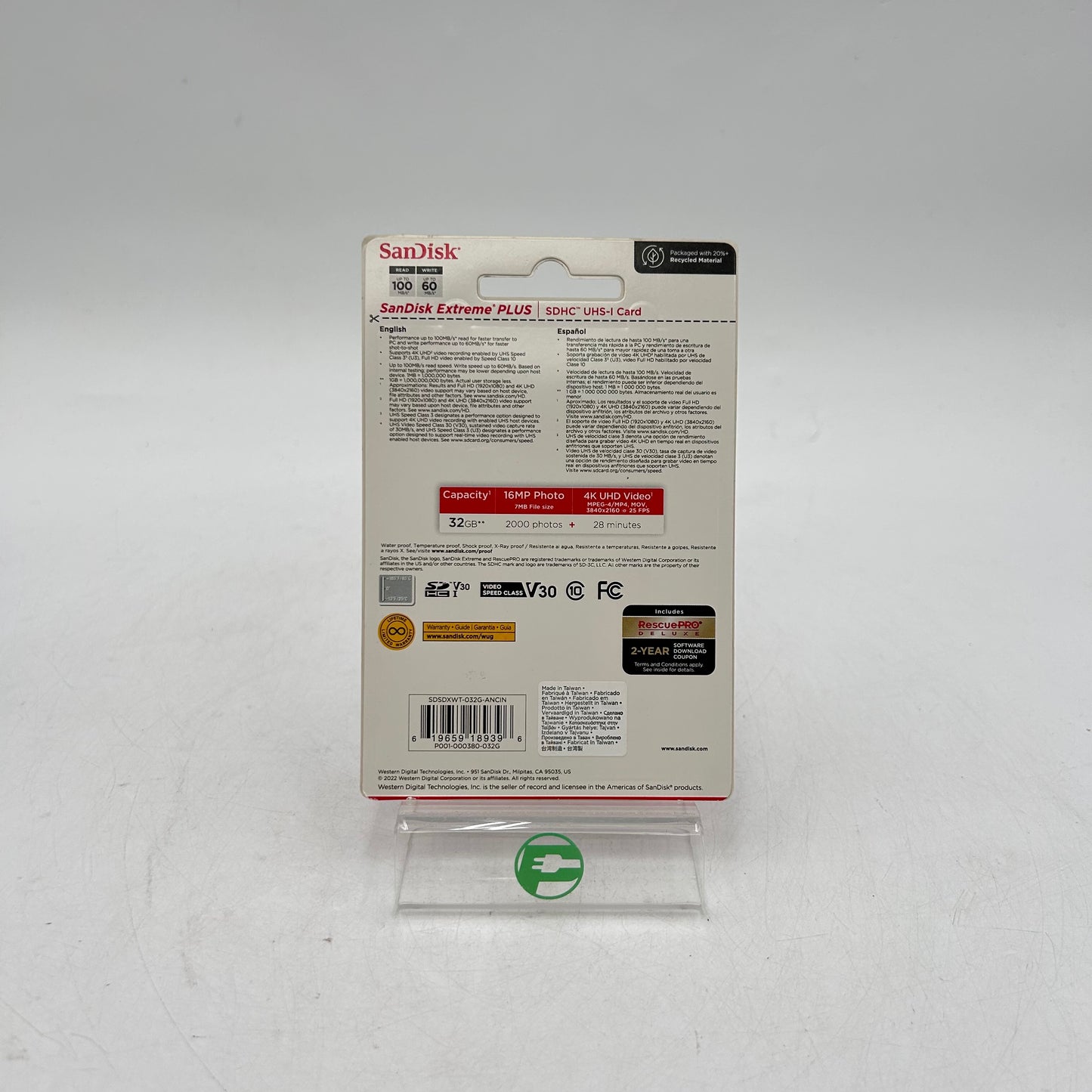 New SanDisk Extreme Plus 32GB 100MB/s SDHC Card SDSDXWT-032-ANCIN