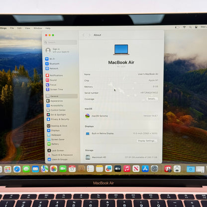 2020 Apple MacBook Air 13.3" M1 7C GPU 3.2GHz 8GB RAM 256GB SSD A2337