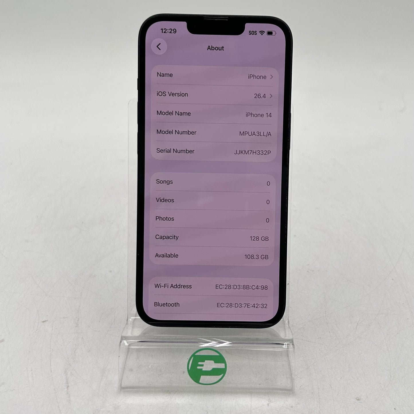 Factory Unlocked Apple iPhone 14 128GB Midnight MPUA3LL/A