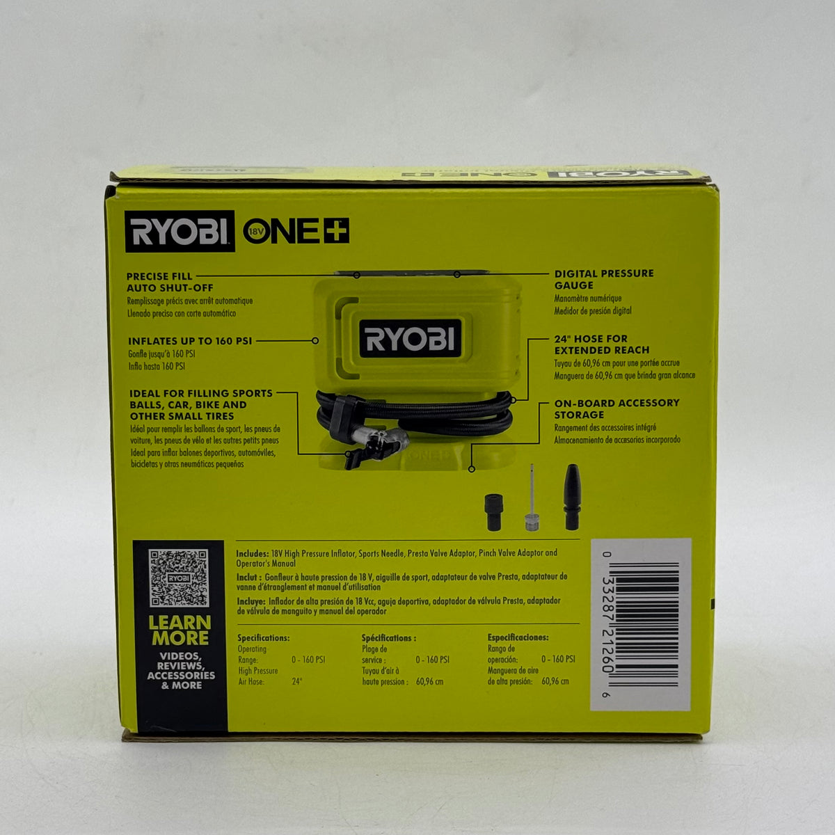 New Ryobi PCL001B 18V High Pressure Digital Inflator