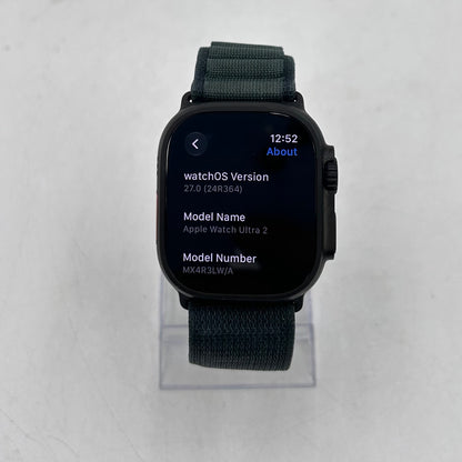 Unlocked Apple Watch Ultra 2 49MM Black Titanium Green Alpine Loop MX4R3LW/A
