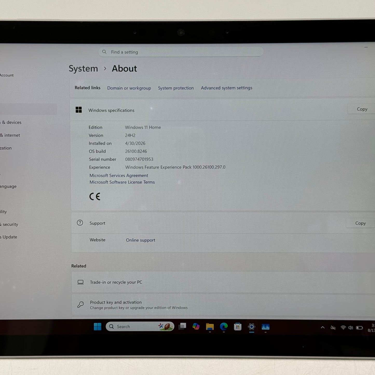 Microsoft Surface Pro 7 1866 12.3" i3-1005G1 1.2GHz 4GB RAM 128GB SSD