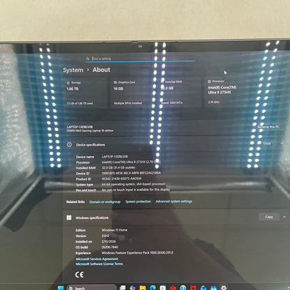 HP Omen Max 16 GAMING LAPTOP 16" Core Ultra 9 2.7GHz 32GB 2TB GeForce RTX 5080