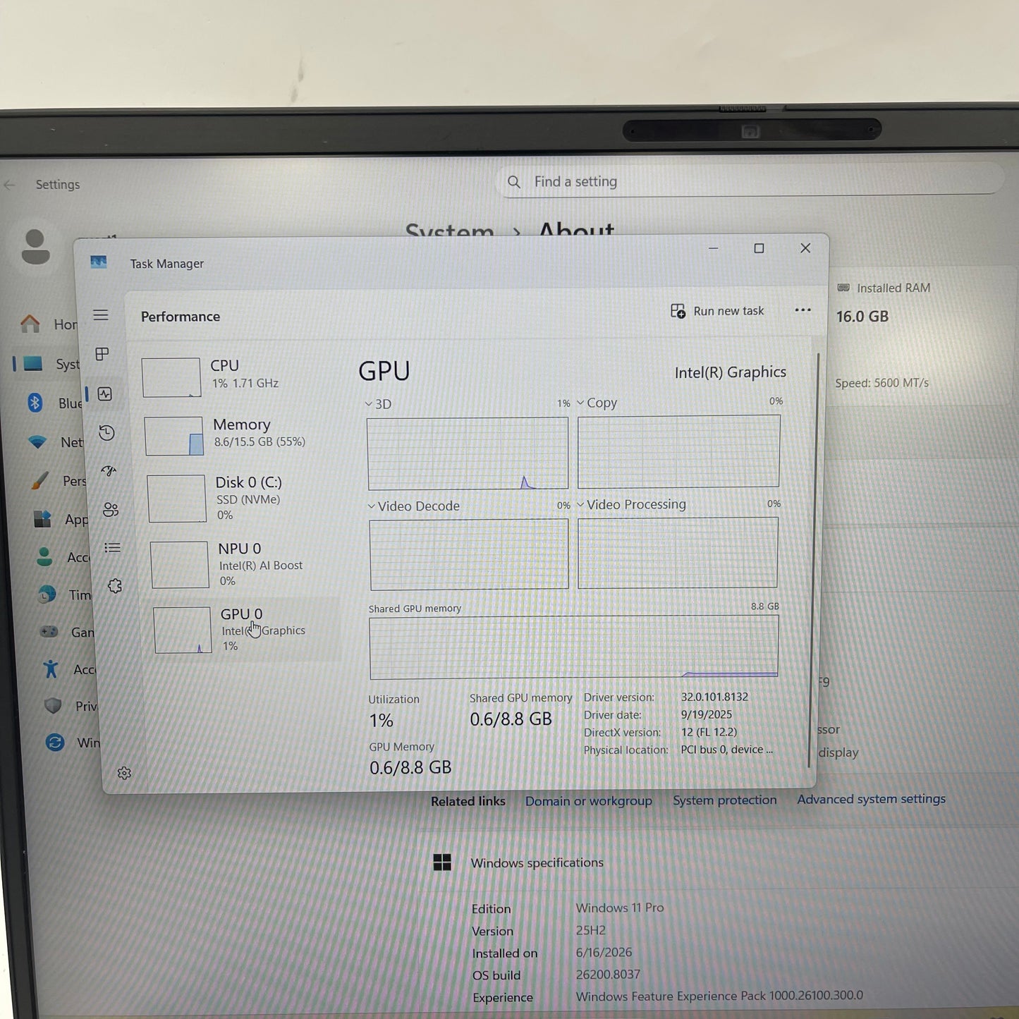 Dell Pro 16 PC16250 16" Core Ultra 5 225U 1.5GHz 16GB RAM 512GB SSD