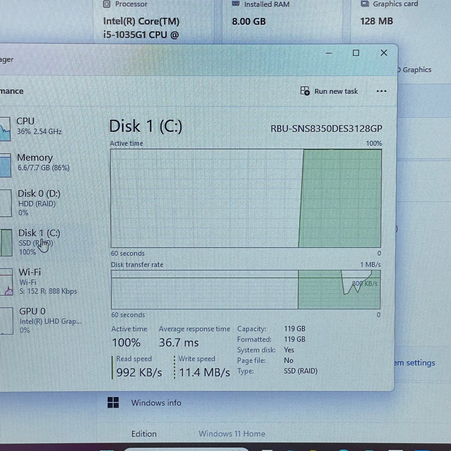 HP 17-by3065st 17.3" i5-1135G7 1.0GHz 8GB RAM 1TB HDD 120GB SSD