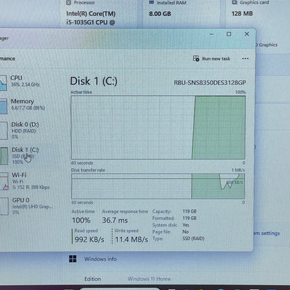 HP 17-by3065st 17.3" i5-1135G7 1.0GHz 8GB RAM 1TB HDD 120GB SSD