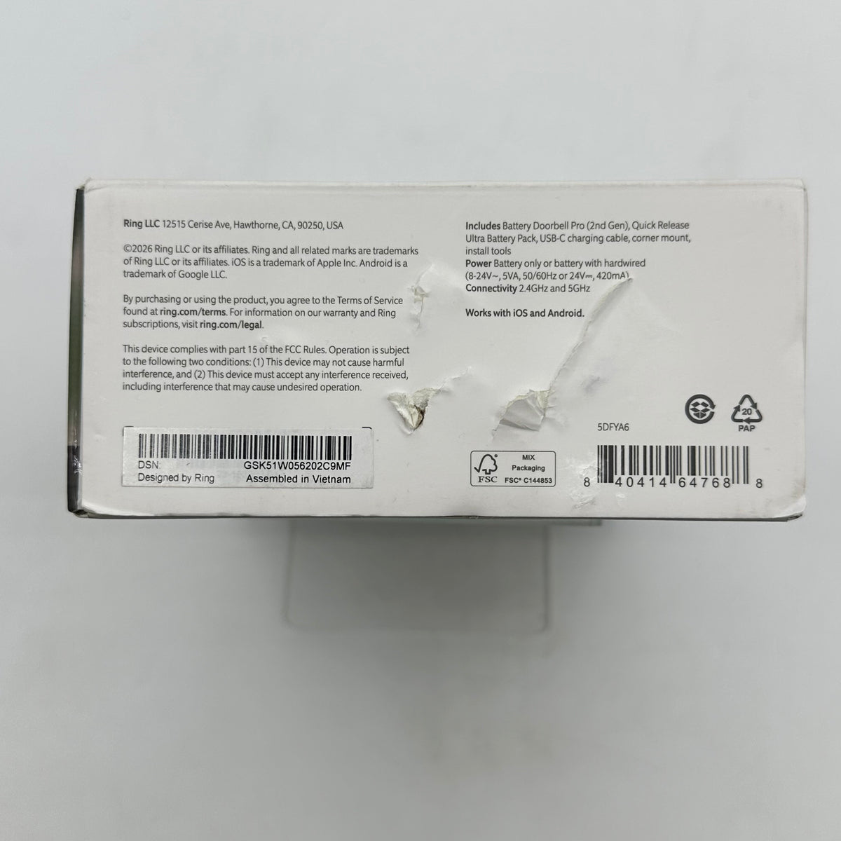 New Ring Battery Doorbell Pro 5DFYA6 Deep Silver