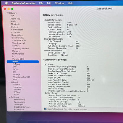 2013 Apple MacBook Pro 13.3" i5-4288U 2.6GHz 8GB RAM 512GB SSD Silver A1502 READ