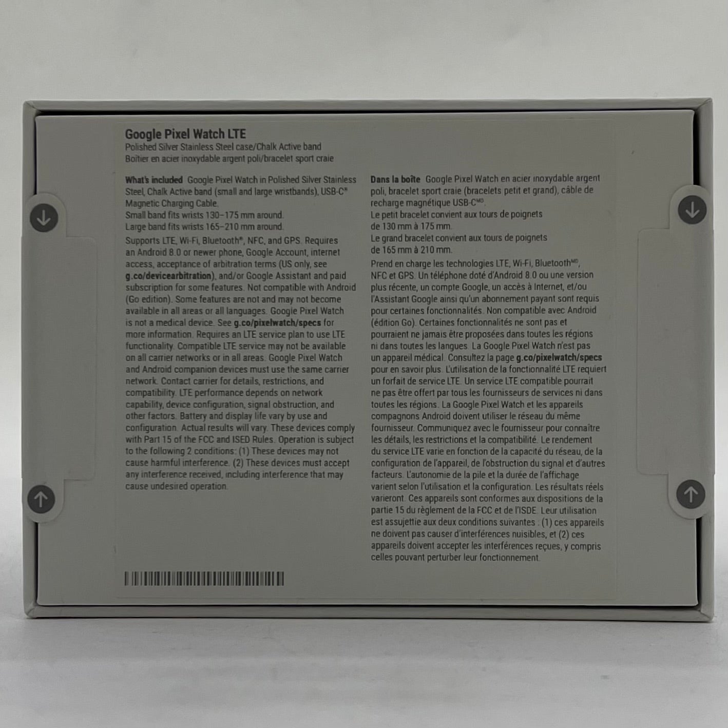 New Google Pixel Watch LTE GWT9R Polished Silver Case Chalk Active band