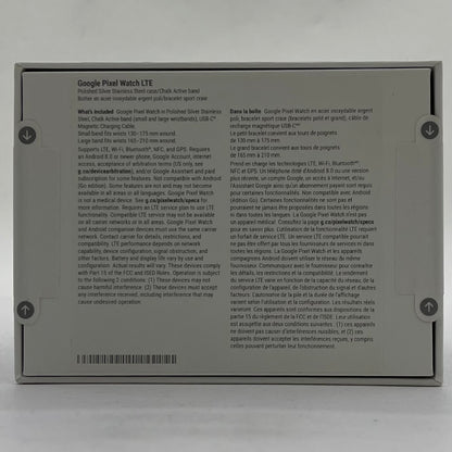 New Google Pixel Watch LTE GWT9R Polished Silver Case Chalk Active band