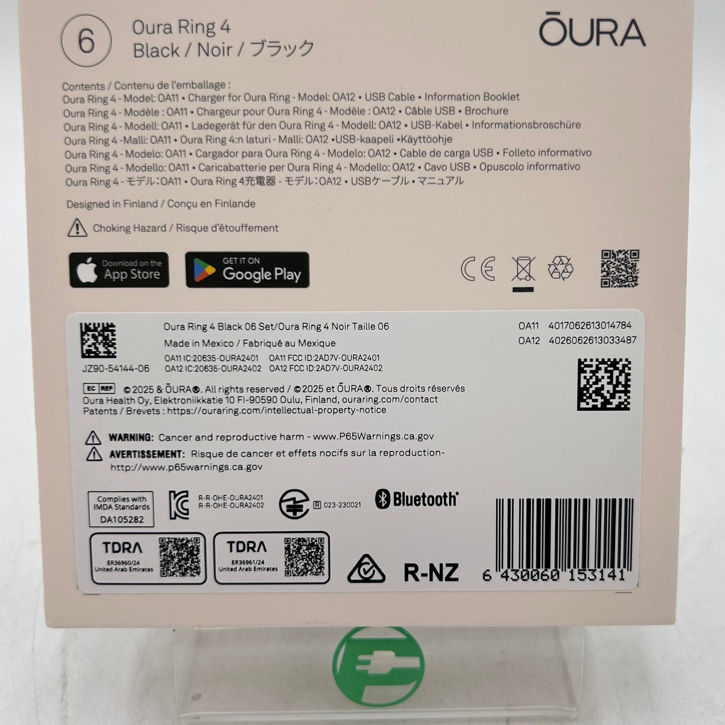 New Oura Ring 4 Size 6 Black Titanium Smart Ring JZ90-54144-06