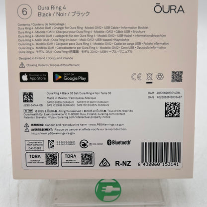 New Oura Ring 4 Size 6 Black Titanium Smart Ring JZ90-54144-06