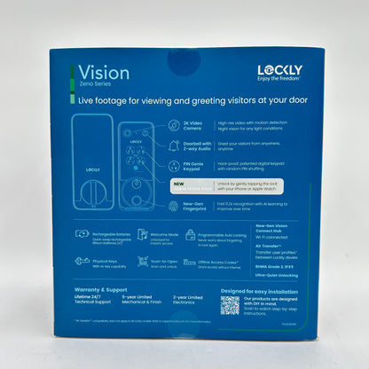 New Lockly Vision Zeno Series Deadbolt Edition Video Smart Lock PGK798HKSN